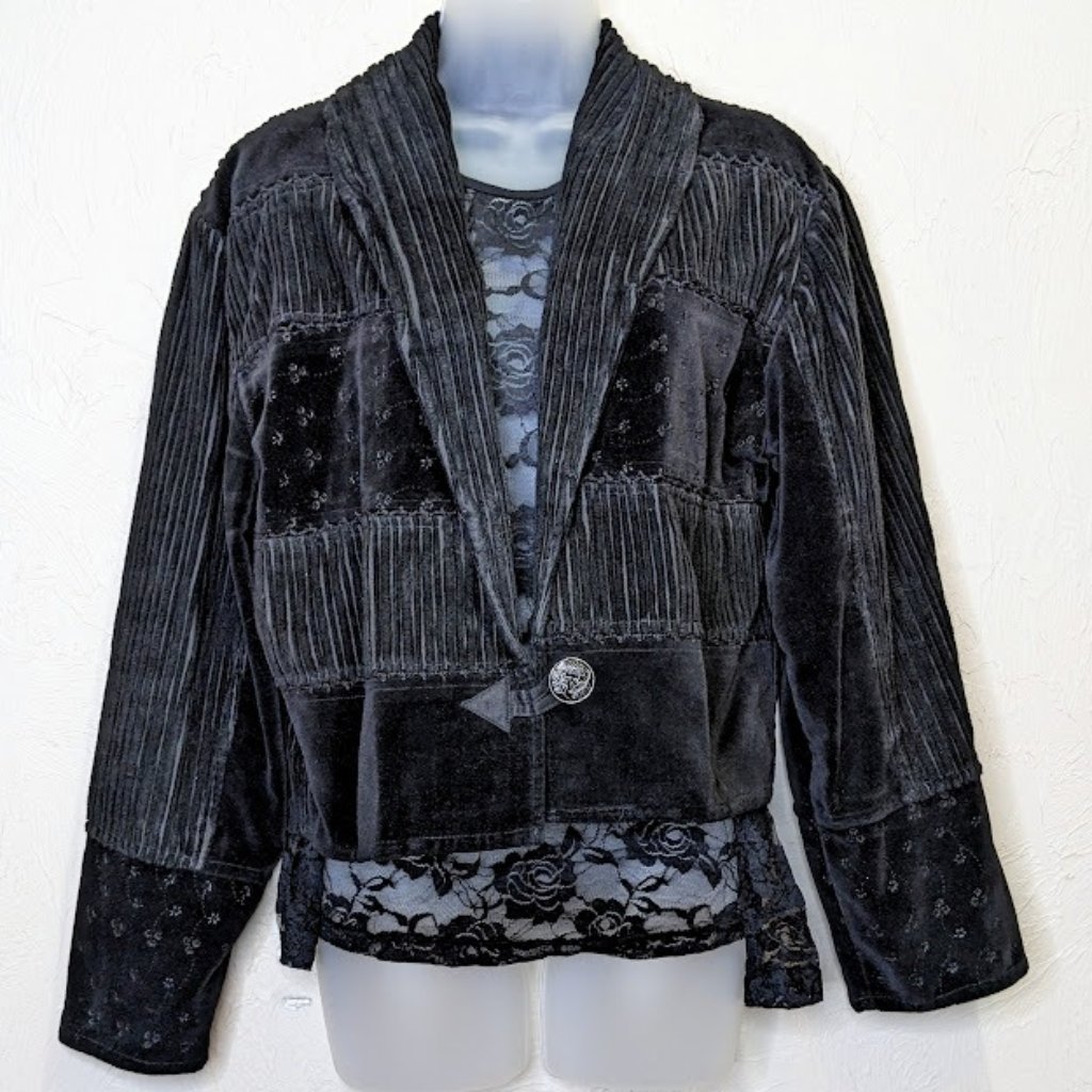 Vintage Southwestern Jacket Womens M Cotton Velvet Corduroy Oversized Casual 90s